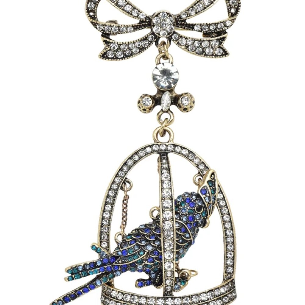 Gorgeous Crystal Bird Cage Brooch